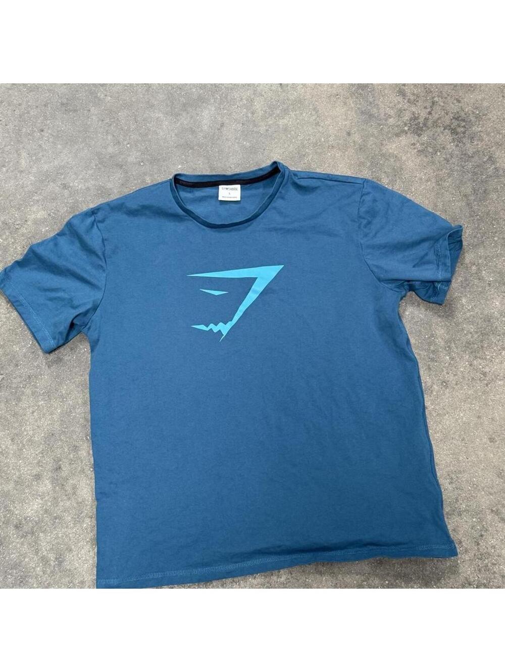 OG Gymshark blue t-shirt with light blue shark logo